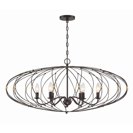 Crystorama Zucca 6 Light English Bronze Chandelier ZUC-A9036-EB-GA